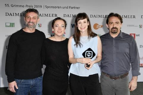 Andi Vasluianu, Anca Miruna Lazarescu, Anna Schumacher und Igor Cobileanski beim Vorempfang zur 55. Verleihung des Grimme Preises 2019 im Grimme-Institut. Marl, 05.04.2019