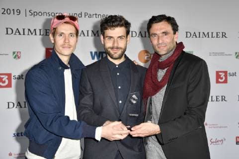 Hans Block, Moritz Riesewieck und Georg Tschurtschenthaler beim Vorempfang zur 55. Verleihung des Grimme Preises 2019 im Grimme-Institut. Marl, 05.04.2019
