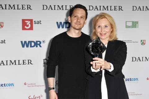 Sebastian Colley und Maren Kroymann beim Vorempfang zur 55. Verleihung des Grimme Preises 2019 im Grimme-Institut. Marl, 05.04.2019