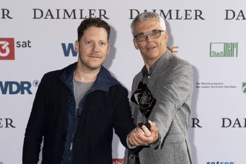Verleihung 55. Grimme-Preis 2019 am Grimme-Institut in Marl - 55th Grimme Award 2019 - Marco Kreuzpaintner mit Norbert Eberlin (von links);Verleihung 55. Grimme-Preis 2019 am Grimme-Institut in Marl - 55th Grimme Award 2019 -, Marl Nordrhein-Westphalen Deutschland Grimme-Institut