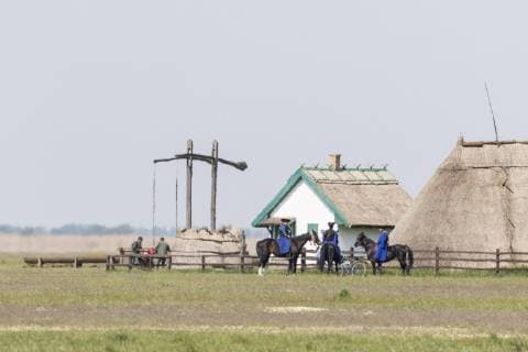 Typical sweep well or shadouf in the hungarian lowlands call Puszta, Hortobagy National Park, UNESCO World Heritage, Hungary, April  Copyright: xMartinxZwickx EU13 MZW0547