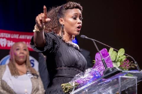 April 6, 2019 - Philadelphia, Pennsylvania, U.S - Grammy Award winner, rapper, songwriter, singer, actress and tv host of the Talk , EVE, received the Trailblazing Woman Of Excellence award presented by radio station WDAS at the Women Of Excellence luncheon in Philadelphia PA Philadelphia U.S. - ZUMArf1_ 20190406_zaf_rf1_018 Copyright: xRickyxFitchettx