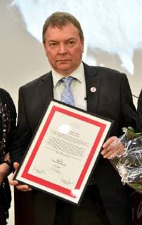 Preisträger Lifeline -Kapitän Claus-Peter Reisch am 07.04.2019 in Köln bei der Verleihung des Lew Kopolew Preis für Frieden und Menschenrechte 2019, der dieses Jahr an den Kapitän Claus Peter Reisch und die Dresdner Seenotrettungsinitiative Mission Lifeline e.V verliehen wurde.