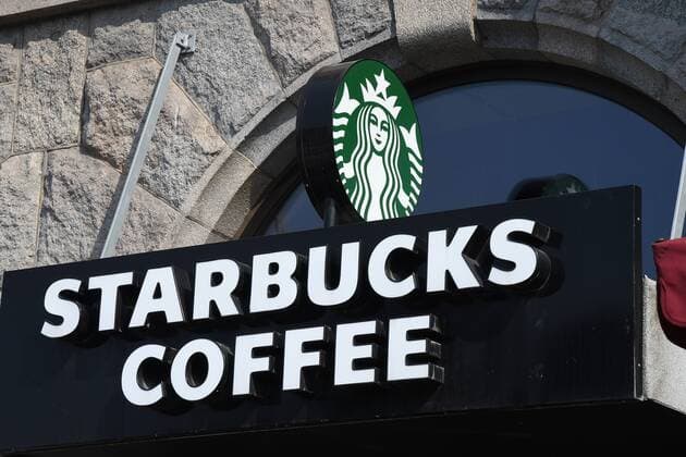 Copenhagen Denmark. 07 April 2019 Seattle chain starbucks coffee cafe in danish capital Copenahgen Denmark.. (Photo..Francis Joseph Dean Deanpictures. 
