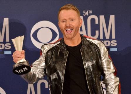 Shane McAnally, winner of the award for Songwriter of the Year, appears backstage at the 54th annual Academy of Country Music Awards held at the MGM Grand Garden Arena in Las Vegas, Nevada on April 7, 2019. The show will broadcast live on CBS.  LAP20190407377 JIMxRUYMEN