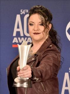 Ashley McBryde, winner of the award for New Female Artist of the Year, appears backstage at the 54th annual Academy of Country Music Awards held at the MGM Grand Garden Arena in Las Vegas, Nevada on April 7, 2019. The show will broadcast live on CBS.  LAP20190407524 JIMxRUYMEN