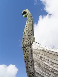 The island of Unst, Replica of a viking vessel near Haroldswick. The ship was sailed from Sweden to Shetland in the year 2000 and is now owned by the Shetland Amenity Trust and is part of the Viking Unst Project. europe, central europe, northern europe, united kingdom, great britain, scotland, northern isles,shetland islands, May  Copyright: xMartinxZwickx EU36 MZW0212
