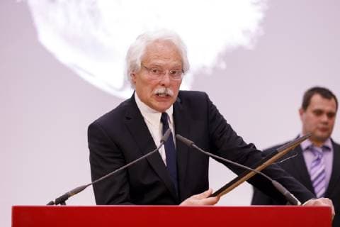 Thomas Roth bei der Verleihung des Lew Kopelew Preis für Frieden und Menschenrechte 2019, der dieses Jahr an den Kapitän Claus-Peter Reisch und die Dresdner Seenotrettungsinitiative Mission Life e.V. verliehen wurde, in der Zentrale der Kreissparkasse Köln am Neumarkt. Köln, 07.04.2019