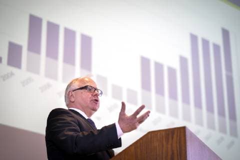 February 28, 2019 - St. Paul, MN, USA - Governor Tim Walz speaks during the Budget and Economic Forecast. LEILA NAVIDI Ã¢â‚¬Â¢ leila.navidi@startribune.com ....BACKGROUND INFORMATION: The State of Minnesota s Budget and Economic Forecast held in the Department of Revenue building in St. Paul on Thursday, February 28, 2019. St. Paul USA - ZUMAm42_ 20190228_zaf_m42_049 Copyright: xLeilaxNavidix