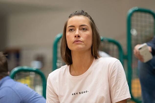 09.04.2019, xfux, Basketball BBL, Frankfurt Skyliners Training und Pressekonferenz Bachelor Andrej Mangold, azspor, wispor, emspor, emonline, v.l. Jennifer Lange (Freundin von Andrej Mangold) Frankfurt