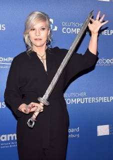 09.04.2019, xlakx, Entertainment eSports, Verleihung des deutschen - Computerspielpreis 2019 emspor, v.l.Ina Müller,Moderatorin bei der Verleihung des Deutschen Computerspielpreises 2019 im Admiralspalast Berlin. Berlin