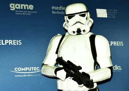 09.04.2019, xlakx, Entertainment eSports, Verleihung des deutschen - Computerspielpreis 2019 emspor, v.l.Star Wars Figur bei der Verleihung des Deutschen Computerspielpreises 2019 im Admiralspalast Berlin. Berlin