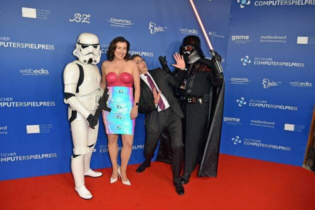 Entertainment Themen der Woche KW15 Entertainment Bilder des Tages Dorothee Baer, Andreas Scheuer beim Deutscher Computerspielpreis 2019 im Admiralspalast in Berlin am 09.04.2019 *** Dorothee Baer Andreas Scheuer at the German Computer Game Award 2019 at the Admiralspalast in Berlin on 09 04 2019