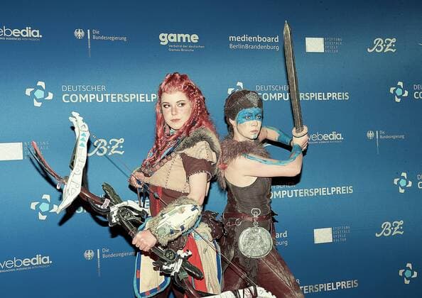 09.04.2019, xlakx, Entertainment eSports, Verleihung des deutschen - Computerspielpreis 2019 emspor, v.l.Action-Figuren bei der Verleihung des Deutschen Computerspielpreises 2019 im Admiralspalast Berlin. Berlin