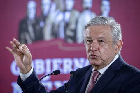 April 15, 2019 - EUM20190415NAC02.JPG.CIUDAD DE MEXICO, PresidencyPresidenciaAMLO.- El presidente Andres Manuel Lopez Obrador, durante su conferencia mananera de este lunes 15 de abril de 2019, en Palacio Nacional. Foto: Agencia EL UNIVERSALDiego Simon SanchezRDB. Copyright: xElxUniversalx