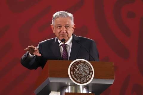 April 17, 2019 - EUM20190417NAC06.JPG.CIUDAD DE MEXICO, Presidency Presidencia AMLO.- El presidente Andres Manuel Lopez Obrador, durante su conferencia mananera de este miercoles 17 de abril de 2019, en Palacio Nacional. Foto: Agencia EL UNIVERSAL Berenice Fregoso RDB. Copyright: xBerenicexFregosoxElxUniversalx