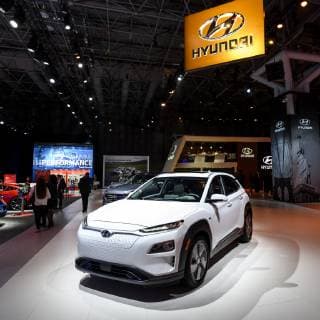 April 17, 2019 - New York, NY, U.S - Hyundai Kona Elctric at the New York International Auto Show at the Jacob K. Javits Convention Center in New York City, NY on April 17, 2019. New York U.S. - ZUMAb161 20190417_zap_b161_037 Copyright: xMichaelxBrochsteinx
