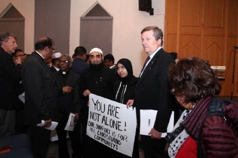 TORONTO, CANADA - APRIL 22: Mayor of Toronto John Tory attends a memorial service for victims of Sri Lankan multiple bombings on April 22, 2019 in Toronto, Canada. The death toll from multiple explosions that rocked Sri Lanka on Sunday rose to 310 while over 500 were injured, according to xinhuanet.com on Tuesday.  Copyright: xVCGx CFP111213513032