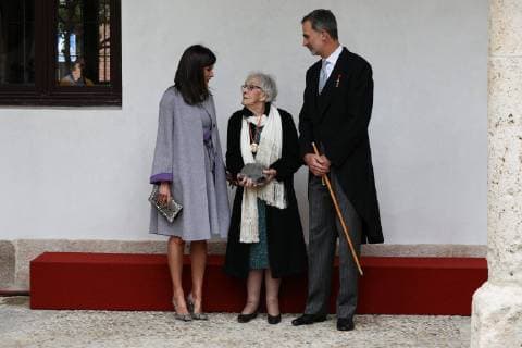 Spanish King Felipe VI and Queen Letizia Ortiz during the Cervantes Prize award ceremony in Alcala de Henares on Tuesday 23 April 2019 Cordon Press  Premio Cervantes en Alcala de Henares 2019