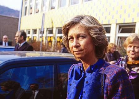 Borbon Königin Sophia von Spanien beim Besuch in Bonn, Deutschland 1986. Queen Sophia of Spain at the visit in Bonn, Germany 1986. Copyright: WolfgangxKühn UnitedArchives102177