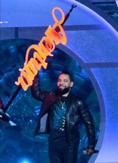 Henry Santos of Aventura performs during the 26th annual Billboard Latin Music Awards at the Mandalay Bay Events Center in Las Vegas, Nevada on April 25, 2019.  LAV20190425618 JIMxRUYMEN