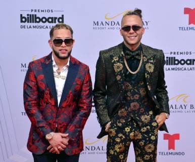 (L-R) Casper Magico and Nio Garcia attend the 26th annual Billboard Latin Music Awards at the Mandalay Bay Events Center in Las Vegas, Nevada on April 25, 2019.  LAV20190425506 JIMxRUYMEN