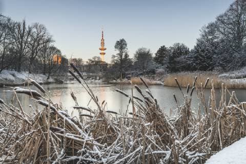 Germany, Hamburg, park Planten un Blomen at a winter morning  KEBF01201