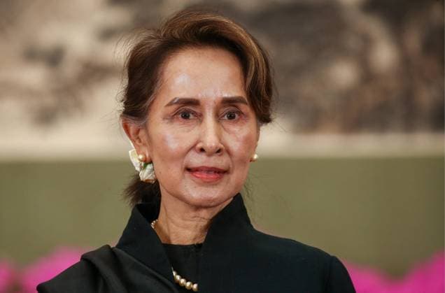 BEIJING, CHINA - APRIL 26, 2019: Aung San Suu Kyi, State Counsellor of Myanmar, ahead of a reception on behalf of China s President Xi Jinping and his wife marking the Belt and Road Forum at the National Museum of China. Valery Sharifulin TASS  TS0A9BBD