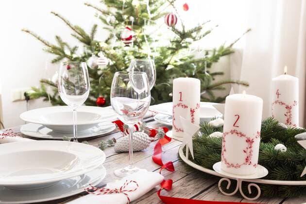 Laid table with Advent wreath and Christmas decoration  LVF07805