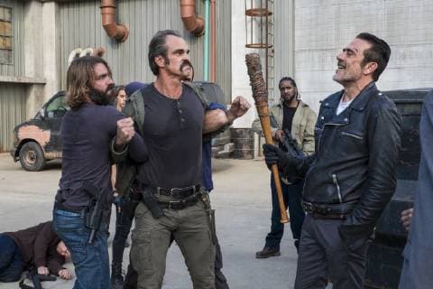 RELEASE DATE: TV Series (2010- ) Season 8 October 2017 TITLE: The Walking Dead STUDIO: CREATORS: Frank Darabont, Angela Kang PLOT: Sheriff Deputy Rick Grimes wakes up from a coma to learn the world is in ruins, and must lead a group of survivors to stay alive. STARRING: Steven Ogg as Simon, Jeffrey Dean Morgan as Negan. The Walking Dead Season 8, Episode 15 Senoia U.S.  - ZUMAg86_ 20171106_sha_g86_912 Copyright: xAMCx