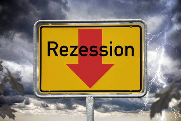 FOTOMONTAGE, Ortsschild Rezession
