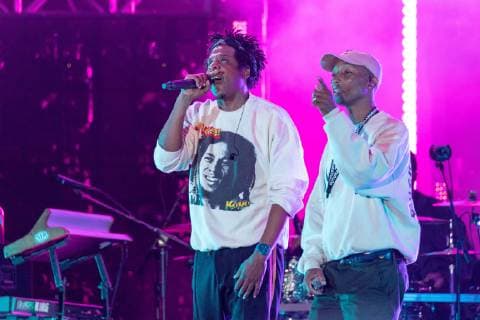 April 27, 2019 - Virginia Beach, Virginia, U.S - JAY-Z (SHAWN CARTER) and PHARRELL WILLIAMS during the inaugural Something In The Water Music Festival in Virginia Beach, Virginia Virginia Beach U.S. - ZUMAs135 20190427_zap_s135_198 Copyright: xDanielxDeSloverx