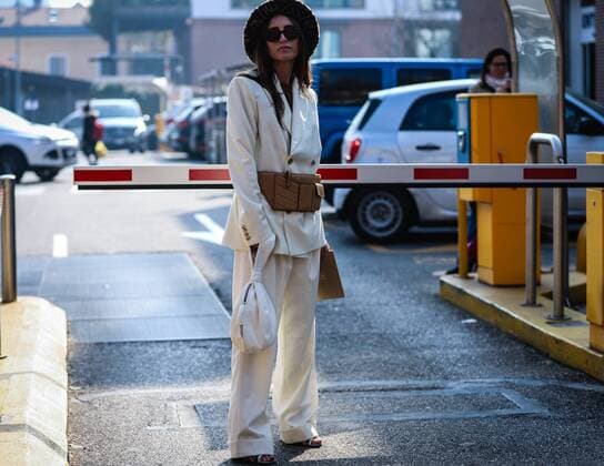 MILAN, Italy- February 21 2019: Chloe Harrouche on the street during the Milan Fashion Week.  MauroxDelxSignore