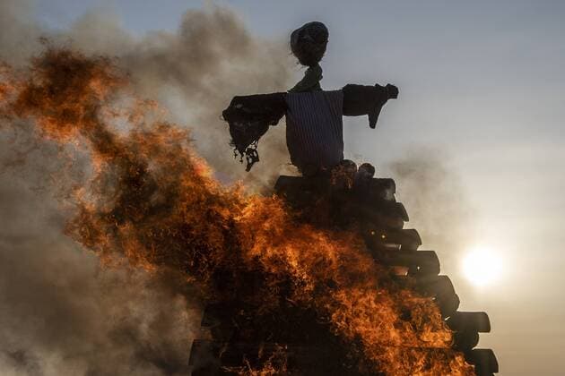 Walpurgis Night - Burning of the Witches. Huge bonfires with a witch figure are burnt in many places of the country. Bonfire in Vysoke nad Labem, Czech Republic, April 30, 2019. (CTKxPhoto DavidxTanecek) CTKPhotoP201904301037401  TAD 009k