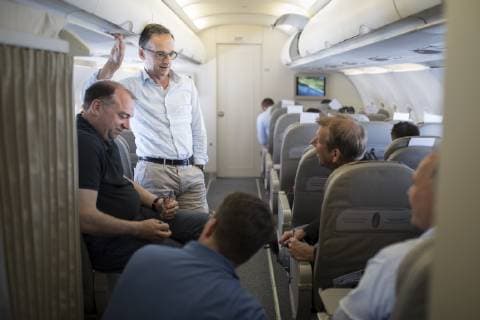 Bundesaussenminister Heiko Maas, SPD, aufgenommen im Regierungsflugzeug A319 auf dem Weg nach Mexiko-Stadt, 01.05.2019. Heiko Maas reist im Rahmen seiner Reise nach Lateinamerika Brasilien, Kolumbien und Mexiko. Mexiko-Stadt Mexico