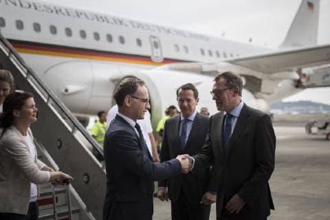 Bundesaussenminister Heiko Maas, SPD, erreicht den Flughafen Mexiko-Stadt, 01.05.2019. Heiko Maas reist im Rahmen seiner Reise nach Lateinamerika Brasilien, Kolumbien und Mexiko. Mexiko-Stadt Mexico