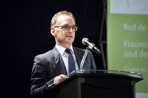 Bundesaussenminister Heiko Maas (L), SPD, haelt eine Rede im Rahmen einer Veranstaltung zu Frauenrechten und Rechtsstaatlichkeit im Claustro de Sor Juana in Mexiko-Stadt, 01.05.2019. Heiko Maas reist im Rahmen seiner Reise nach Lateinamerika Brasilien, Kolumbien und Mexiko. Mexiko-Stadt Mexico