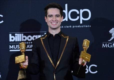 Brendon Urie of Panic! at the Disco appears backstage after winning the award for Top Rock Song for High Hopes, during the 2019 Billboard Music Awards at the MGM Grand Garden Arena in Las Vegas, Nevada on May 1, 2019.  LAV20190501184 JIMxRUYMEN