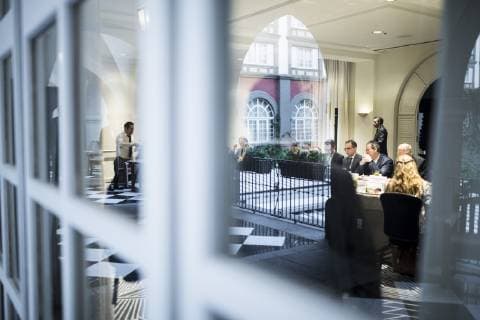 Bundesaussenminister Heiko Maas, SPD, trifft sich zum Arbeitsfruehstueck mit Garciela Marquez Colin, Wirtschaftsministerin von Mexiko, zusammen mit deutschen und mexikanischen CEOs zum Thema Globalisierung, Freihandel und soziale Gerechtigkeit in Mexiko-Stadt, 02.05.2019. Heiko Maas reist im Rahmen seiner Reise nach Lateinamerika Brasilien, Kolumbien und Mexiko. Mexiko-Stadt Mexico