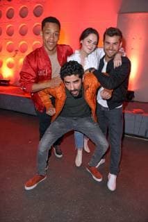 Jerry Hoffmann, Lea van Acken, Lucas Reiber, Reza Brojerdi beim BUNTE New Faces Award Film im Umspannwerk in Berlin am 02.05.2019