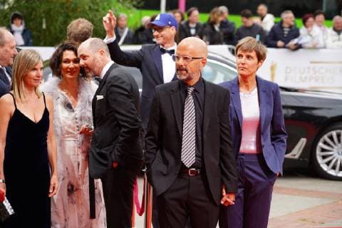 03.05.2019,Berlin,Deutschland,GER, Verleihung des Deutschen Filmpreises Palais am Funkturm - Roter Teppich - Christoph Maria Herbst mit Partnerin Gisi