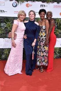 Gesine Cukrowski, Ann-Kathrin Kramer, Dennenesch Zoude und Nikeata Thompson bei der Ankunft zur Verleihung Deutscher Filmpreis am 3.05.2019 in Berlin Deutscher Filmpreis 2019 in Berlin - Ankunft Roter Teppich