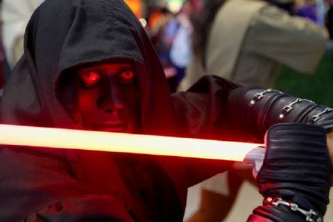 (190504) -- TAGUIG CITY, May 4, 2019 -- A fan dressed as a Star Wars character participates in the Star Wars Day in a mall in Taguig, the Philippines, May 4, 2019. The Star Wars Day is celebrated on May 4 every year by the fans of the sci-fi movie series in different parts of the world. ) PHILIPPINES-TAGUIG-STAR WARS DAY ROUELLExUMALI 