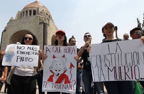 Thousands demonstrate against policies implemented by Mexican President Andres Manuel Lopez Obrador, in Mexico City, Mexico, 5 May 2019. Thousands demonstrate against policies of new Government !ACHTUNG: NUR REDAKTIONELLE NUTZUNG!  Copyright: xMarioxGuzmánx AME9327 20190505-636926890336990696