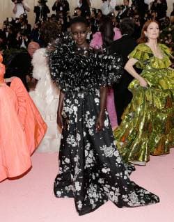 Adut Akech arrives on the red carpet at The Metropolitan Museum of Art s Costume Institute Benefit Camp: Notes on Fashion at Metropolitan Museum of Art in New York City on May 6, 2019.  NYP20190506347 JOHNxANGELILLO