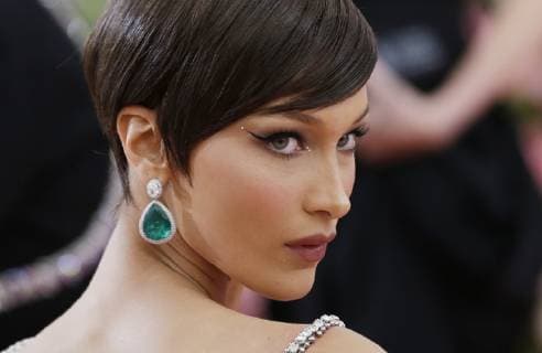 Bella Hadid arrives on the red carpet at The Metropolitan Museum of Art s Costume Institute Benefit Camp: Notes on Fashion at Metropolitan Museum of Art in New York City on May 6, 2019.  NYP2019050977 JOHNxANGELILLO
