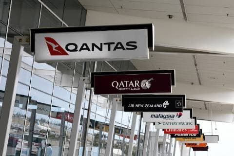 ADELAIDE AIRPORT STOCK, Airline signage at Adelaide Airport, Adelaide, Wednesday, May 8, 2019. ( NO ARCHIVING, EDITORIAL USE ONLY, NO USE IN BOOKS WITHOUT CONSENT Sydney NSW AUSTRALIA  Copyright: xBIANCAxDExMARCHIx 20190508001398432321