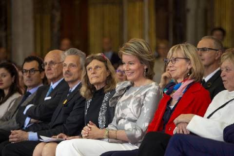 Queen Mathilde of Belgium pictured during a ceremony to award the Queen Mathilde Award 2019, in Brussels, Thursday 09 May 2019. The winner of the Award is selected by a youth jury from one of the nineteen Queen Mathilde Foundation projects.  HATIMxKAGHAT 05581536