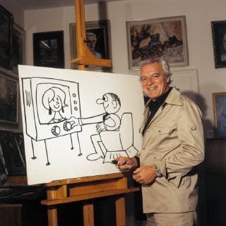 DALLI DALLI Schnellzeichner OSKAR (Hans Bierbrauer) portraitiert bei Dalli Dalli (1974) Grimm657, Copyright: ArthurxGrimm UnitedArchives00659714