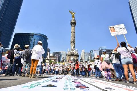 May 10, 2019 - Mexico City, Mexico - Relatives of missing victims take part during the March of Mothers in search of their children VIII March of National Dignity as part of Mothers Day at Angel of Independence on May 10, 2019 in Mexico City, Mexico Mexico City Mexico  - ZUMAn230 20190510_zaa_n230_851 Copyright: xCarlosxTischlerx